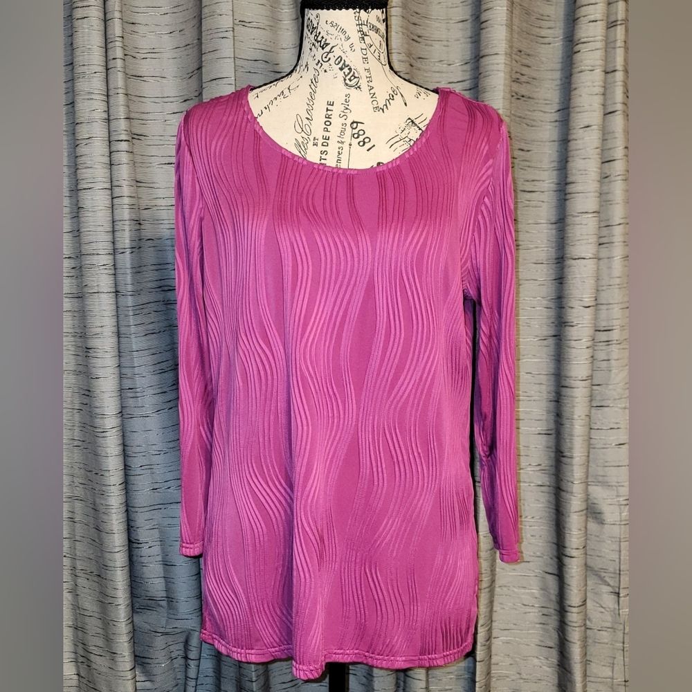 Attitudes by Renee Textured Magenta Top